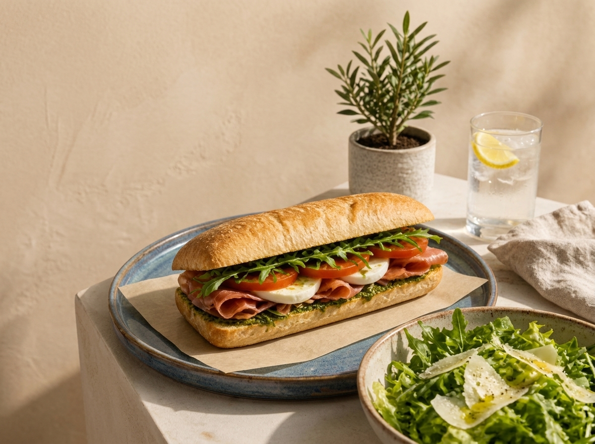 Baguette Rustica Puerto Banús — fotografía del plato emplatado