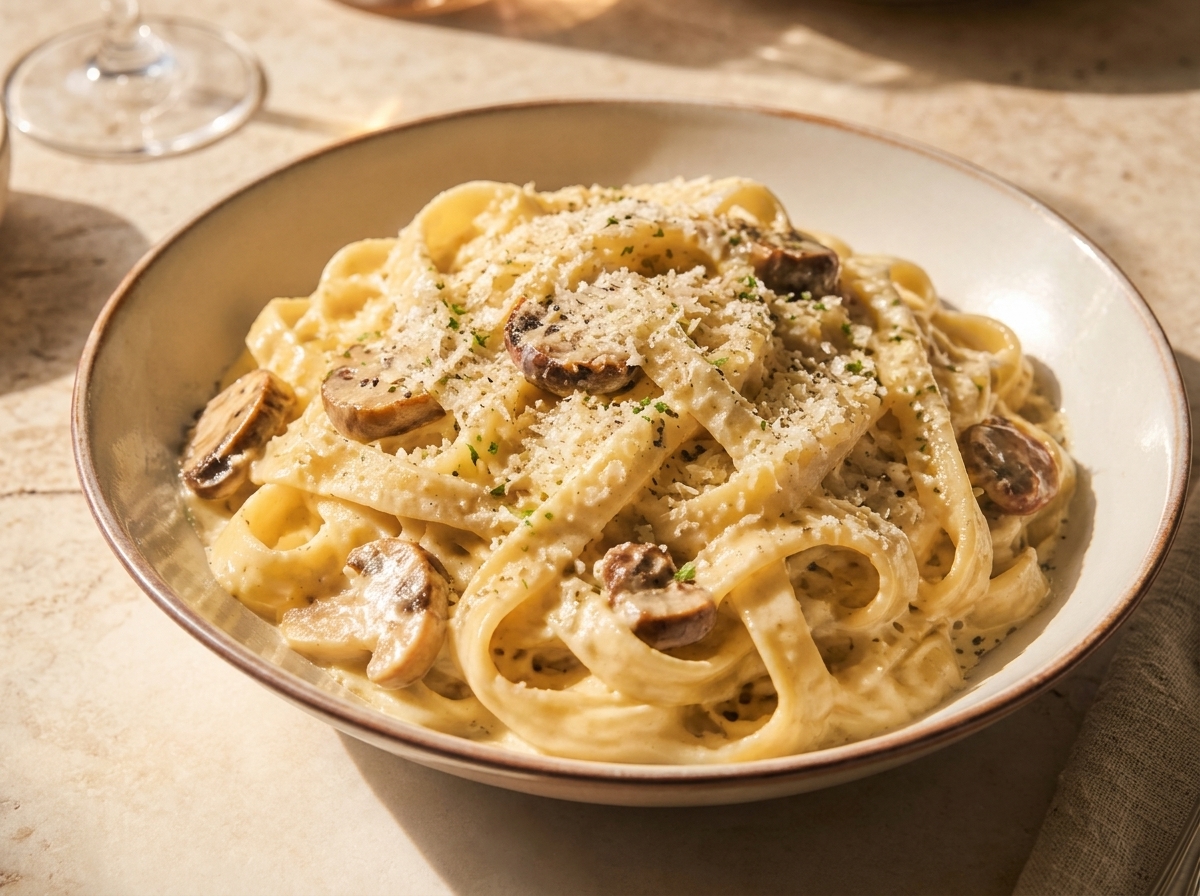 Fettuccine ai Funghi (Elección del Chef) — fotografía del plato emplatado